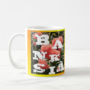 Orange Banksia Flowers Typography, Coffee Mug