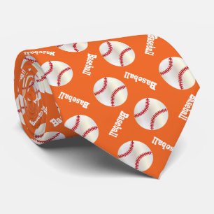 Orange Baseball Fun Tie