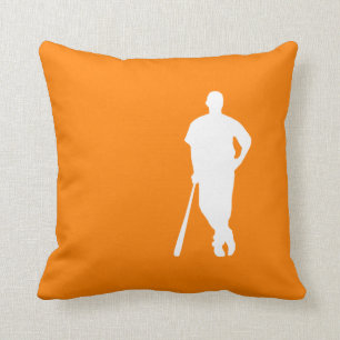 Orange Baseball Throw Pillow