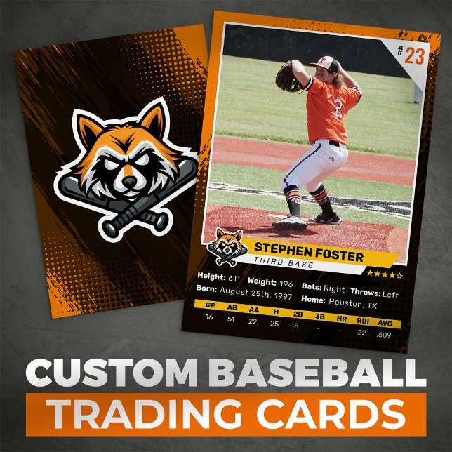 Orange Baseball Trading Card Photo Baseball Logo (Creator Uploaded)