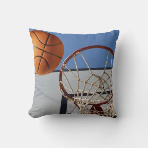 Orange Basketball About To Score Points, Throw Pillow