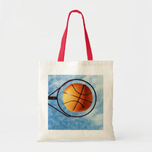 Orange Basketball Above The Ring, Tote Bag