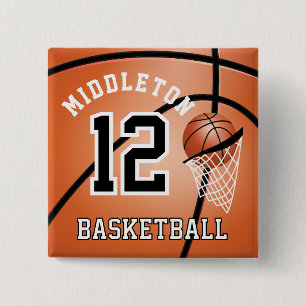 Orange Basketball and Hoop   DIY Text Button