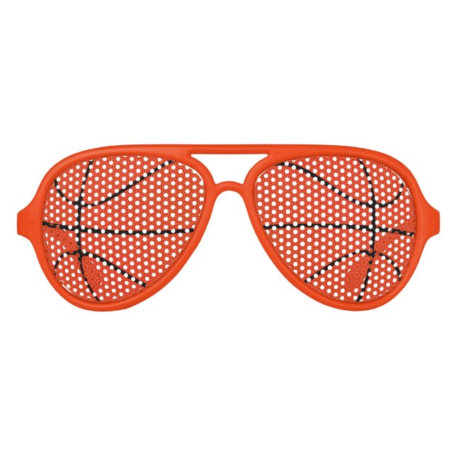 Orange Basketball Aviator Party Shades Sunglasses (Front)