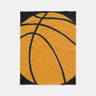 Orange Basketball Design with Black Background Fleece Blanket