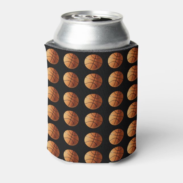 Orange Basketball On Black, Can Cooler (Can Back)