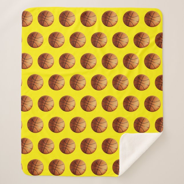 Orange Basketball Pattern,  Sherpa Blanket (Front)