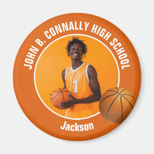 Orange Basketball Player High School Photo Magnet