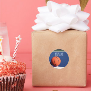 Orange basketball sports classic round sticker