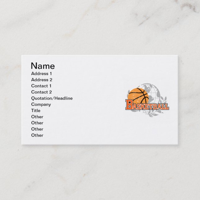 Orange Basketball T-shirts and Gifts Business Card (Front)
