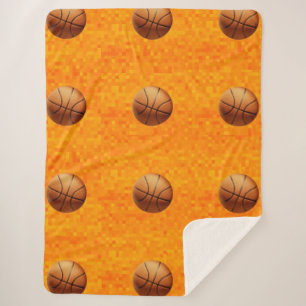 Orange Basketballs On Golden Orange, Sherpa Blanket