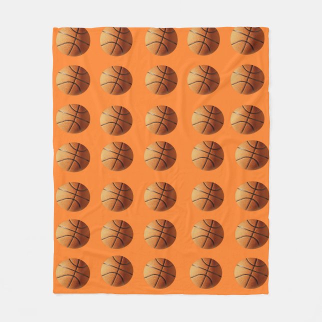 Orange Basketballs On Orange Background, Fleece Blanket (Front)