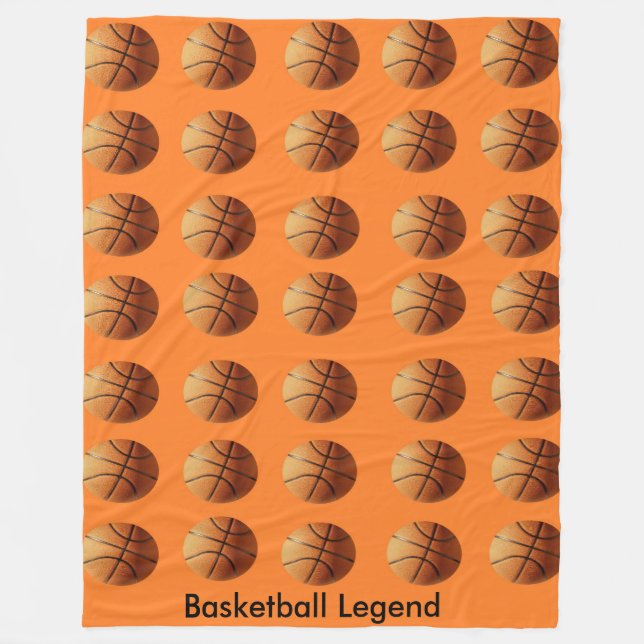 Orange Basketballs On Orange Background, Fleece Blanket (Front)