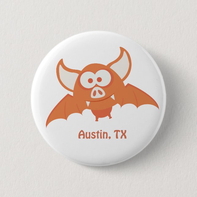 Orange Bat - Austin, TX 2 Inch Round Button (Front)