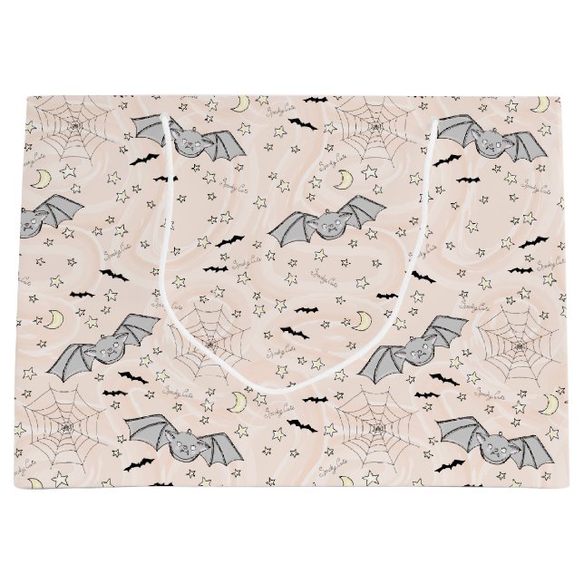 Orange Bats Spooky Cute Gender Neutral Large Gift Bag (Front)