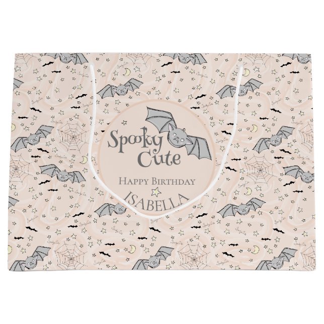 Orange Bats Spooky Cute Gender Neutral Large Gift Bag (Front)