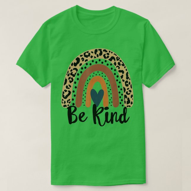 Orange Be Kind  Leopard Boho Rainbow Unity Day Ora T-Shirt (Design Front)