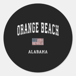 Orange Beach Alabama Al American Flag Sports Classic Round Sticker