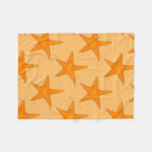 Orange Beach Ocean Starfish Star Fish Marine Life Fleece Blanket