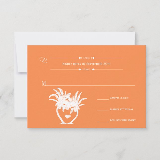 Orange Beach Palm Tree Destination Chalkboard RSVP Card (Front)