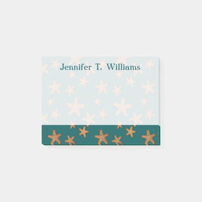 Orange Beach Shell Pattern | Add Your Name Post-it Notes (Front)