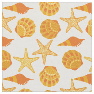 Orange Beach Shell Pattern Fabric