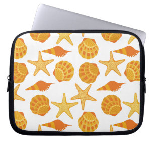 Orange Beach Shell Pattern Laptop Sleeve