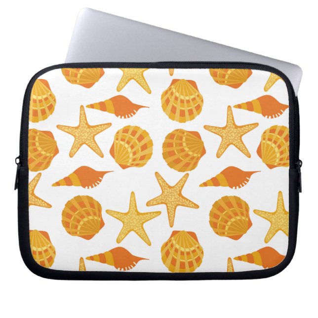 Orange Beach Shell Pattern Laptop Sleeve (Front)
