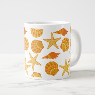 Orange Beach Shell Pattern Large Coffee Mug