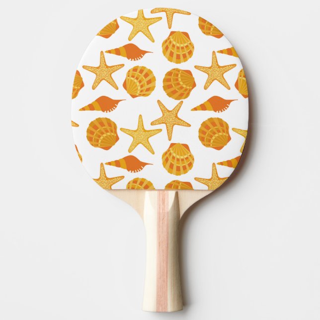 Orange Beach Shell Pattern Ping Pong Paddle (Front)