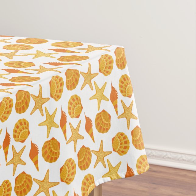 Orange Beach Shell Pattern Tablecloth (In Situ)