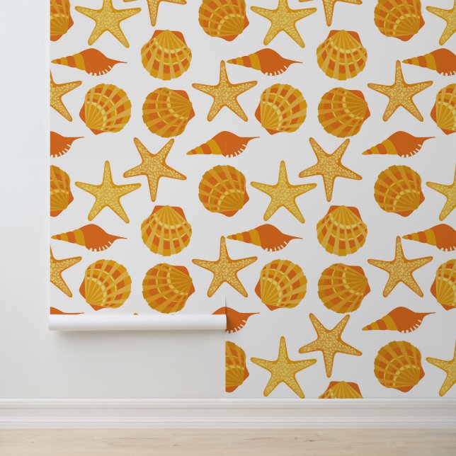 Orange Beach Shell Pattern Wallpaper (Application)