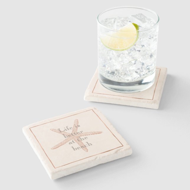 Orange Beach Starfish  Stone Coaster (Side)