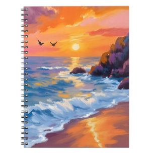Orange Beach Sunset   Coastal Painting Notebook
