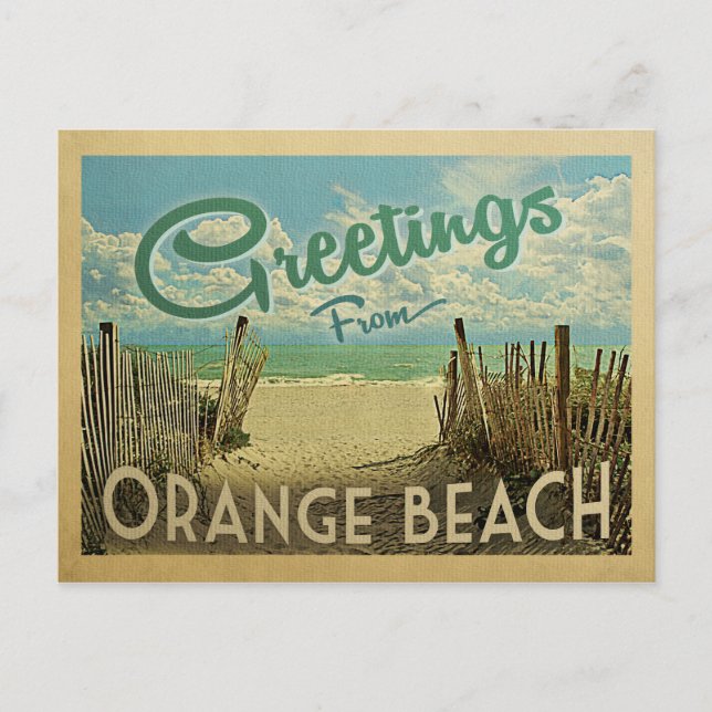 Orange Beach Vintage Travel Postcard (Front)