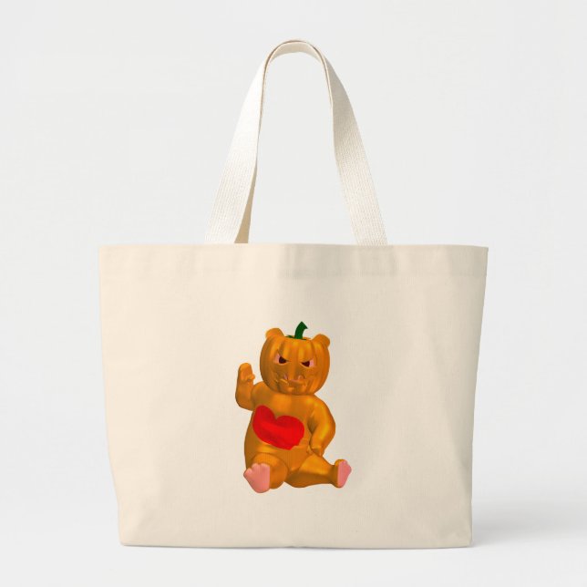 Orange Bear Large Tote Bag (Front)