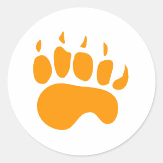 Orange Bear Paw Classic Round Sticker