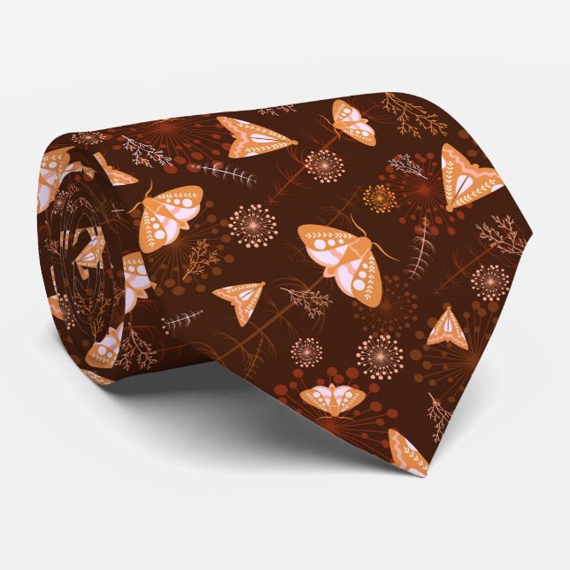 orange beautiful butterfly pattern tie (Rolled)