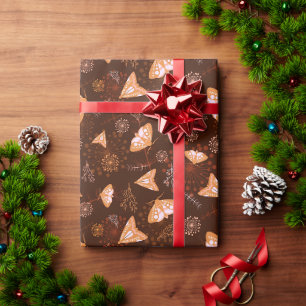 orange beautiful butterfly pattern wrapping paper