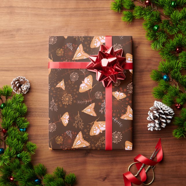 orange beautiful butterfly pattern wrapping paper (Holiday Gift)
