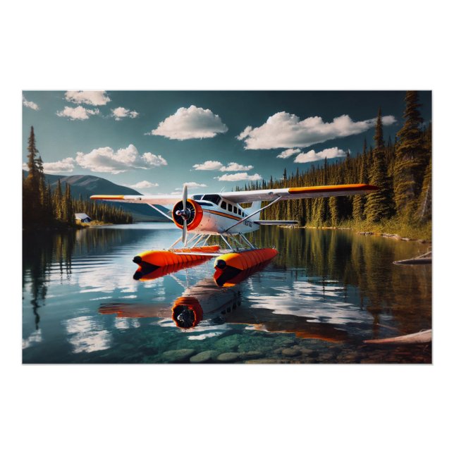 Orange Beaver Float Bush Airplane Poster (Front)
