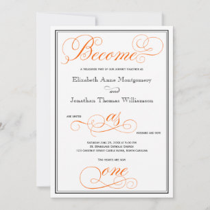Orange Become as One Christian Wedding Invitation
