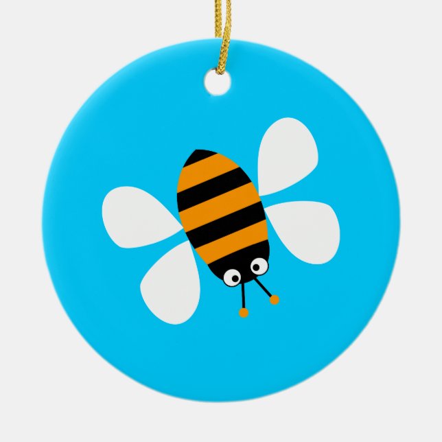 Orange Bee Ceramic Ornament (Front)