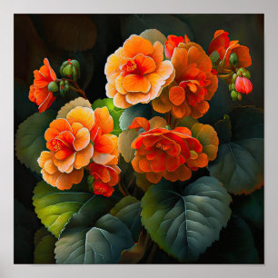 Orange Begonias Flower Art Imprimer Poster