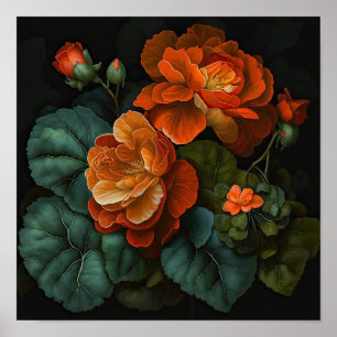 Orange Begonias Flower Art Imprimer Poster