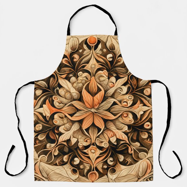Orange Beige Brown Decoration aesthetic Background Apron (Front)