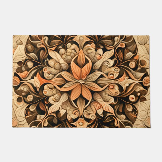 Orange Beige Brown Decoration aesthetic Background Doormat (Front)