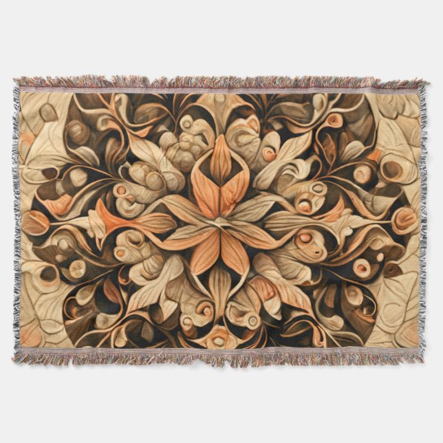 Orange Beige Brown Decoration aesthetic Background Throw Blanket (Front)