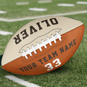 Orange Beige Player Name Number Team Football