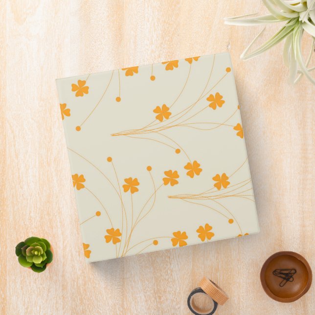 Orange Beige Retro Y2K 70s Flower Pattern Binder (In Situ)